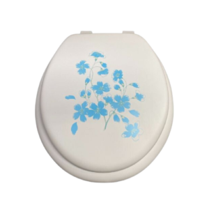 Cush'n Soft Blue Spring Flower Pattern Padded Toilet Seat