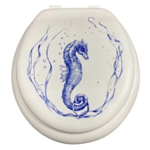 Seahorse Pattern Padded Toilet Seat - Blue