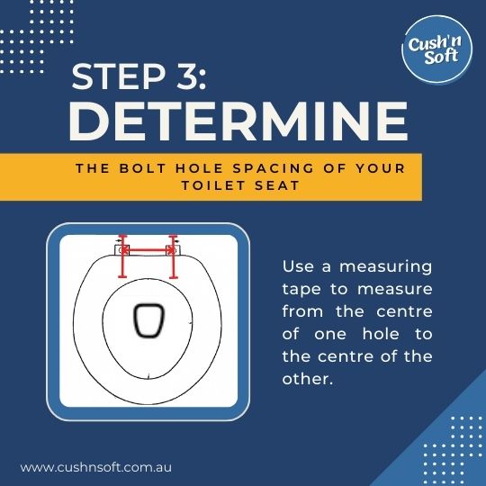 Determine the bolt hole spacing of your toilet seat